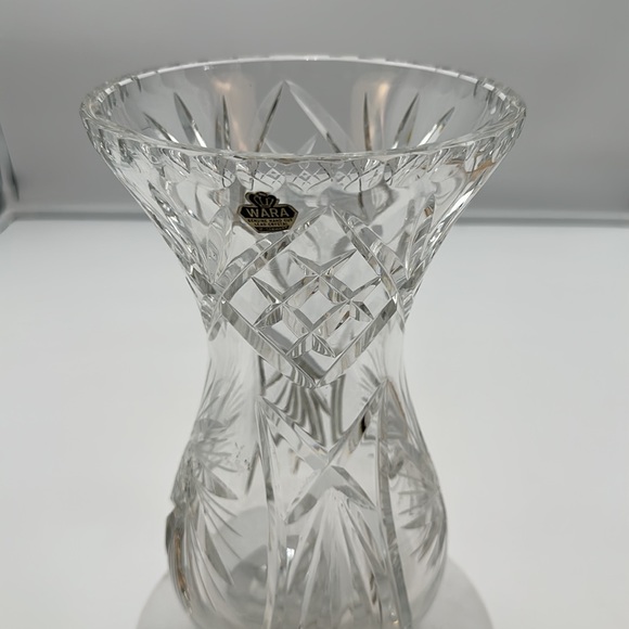 Vintage Wara Lead Crystal Hand Cut Clear Vase West Germany Star of David - Picture 13 of 16